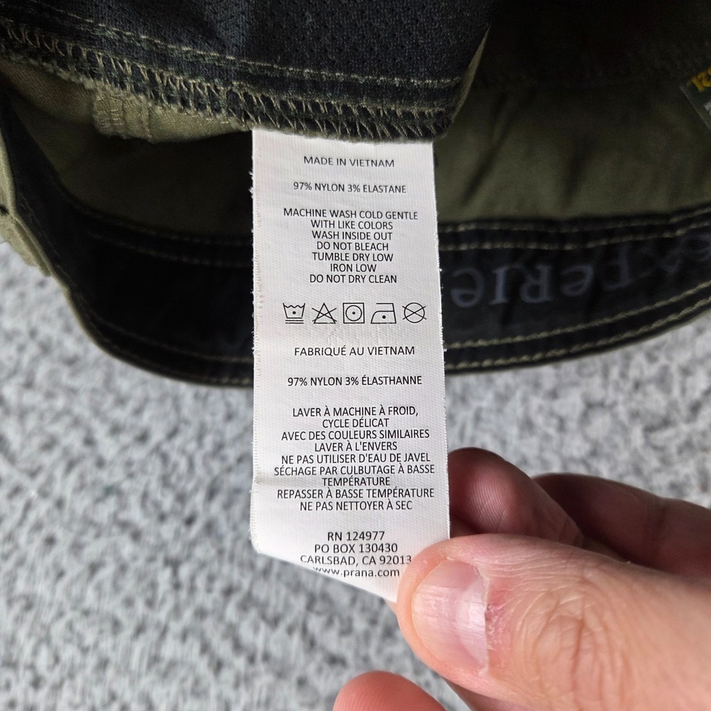 Prana Zion Convertible Cargo Hiking Pants Mens 38x32 Green Stretch Zip Off - Picture 9 of 13